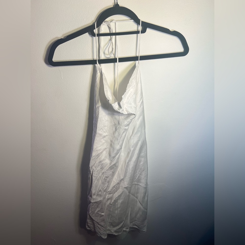 White Satin Halter Dress